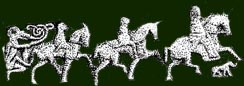 Horsemen followed by something derived from Pictish grave image